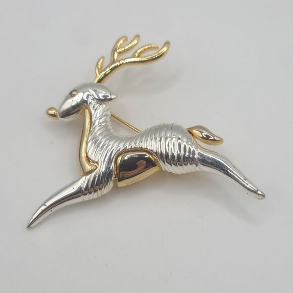 Vintage Deer Brooch Signed Allison Reed Christmas - Picture 1 of 14